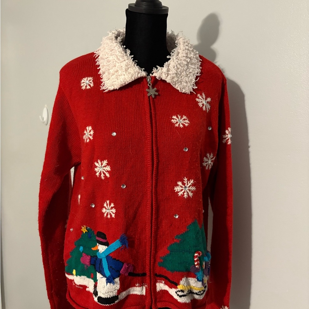 Lord & Taylor Red Holiday Cardigan